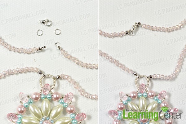 Finish the beaded flower pink crystal necklace