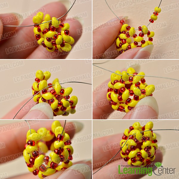 make the rest part of the yellow seed bead ball earring