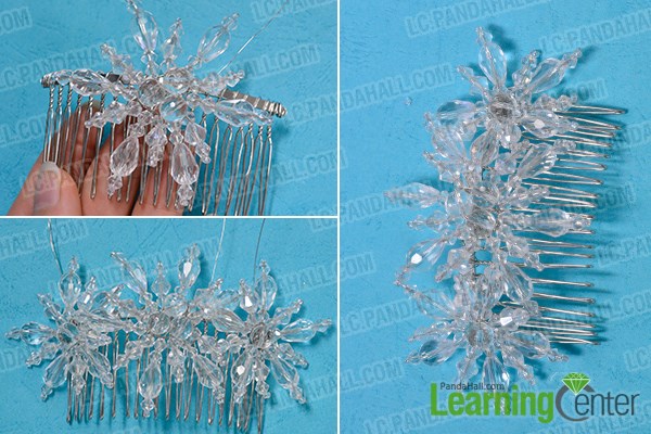 Finish the glass beaded snowflake hair comb