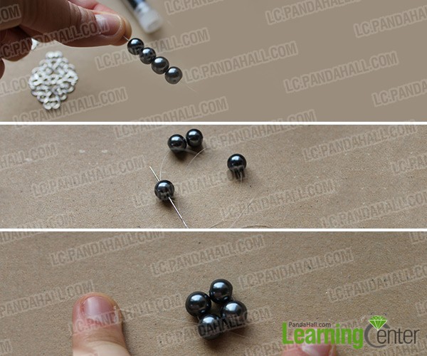 make a circle of black pearl beads