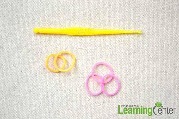 Materials needed in making rubber band bracelets by hand