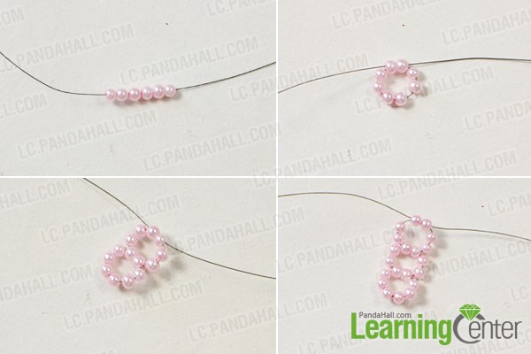 Make the first part of the gorgeous flower pearl bracelet