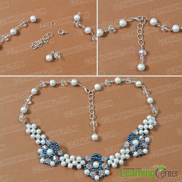 make the rest part of the blue flower pearl bead necklace