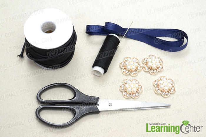 materials needed for making a DIY ribbon necklace