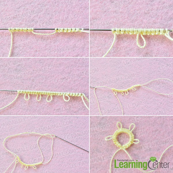 make the second part of the handmade yellow string flower bracelet