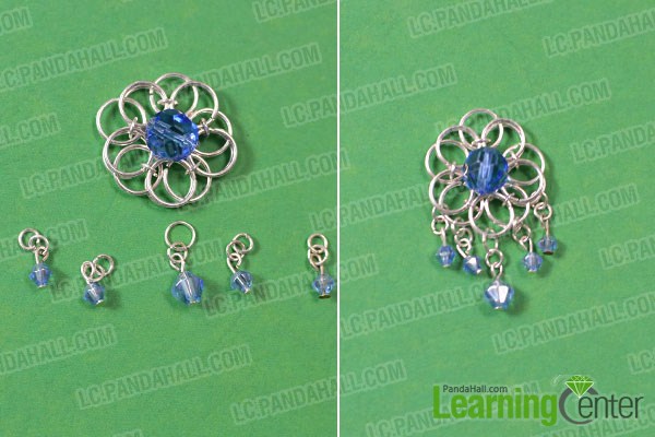 Link other glass beads with jump rings