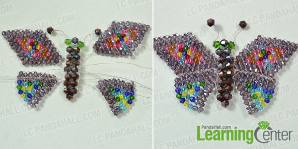 make the rest part of the wing of the beaded butterfly
