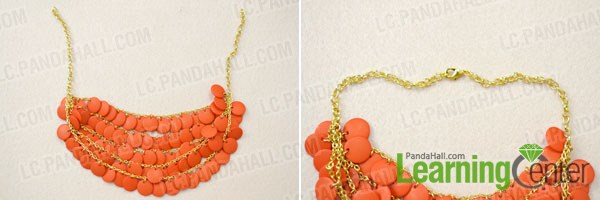 Finish the orange bib statement necklace