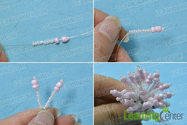 make the main part of the flower seed bead hair accessory