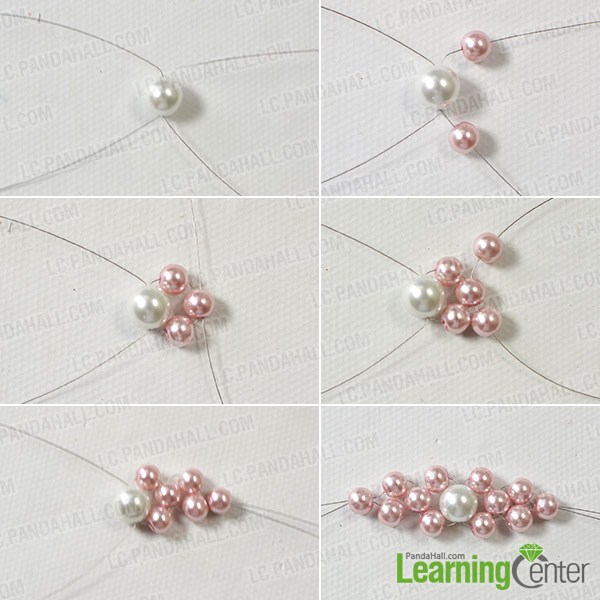 make the middle pink flower for the charm pearl bracelet