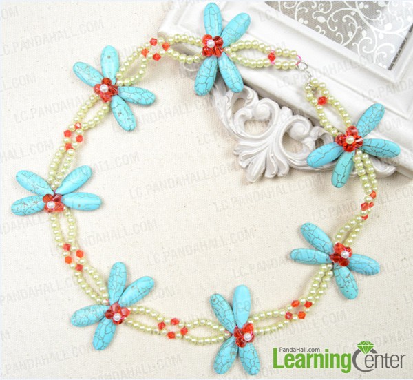 Making a Turquoise Dragonfly Necklace with Pearl and Glass Beads                      