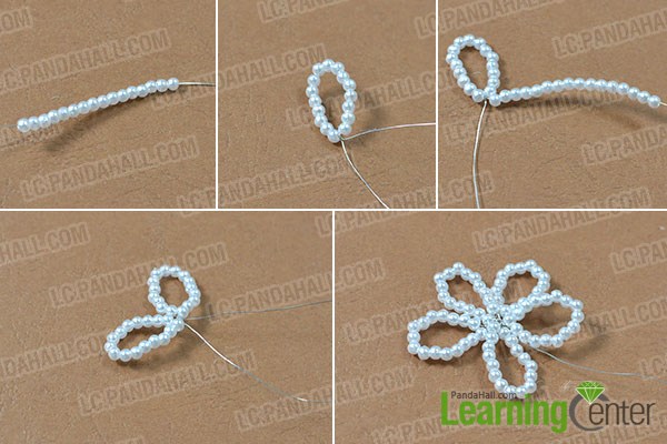 Make a flower with 3mm pearl beads