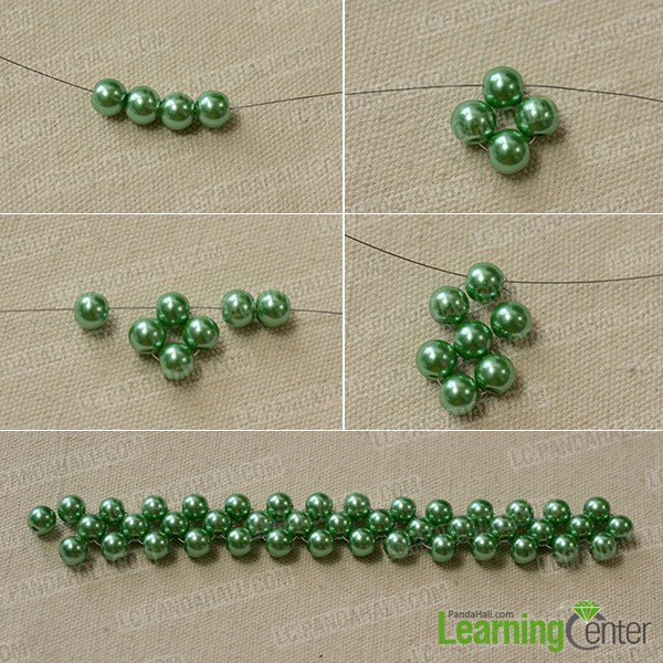 make green pearl bead strand