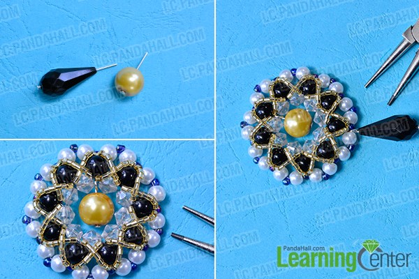 Finish the large beaded pendent