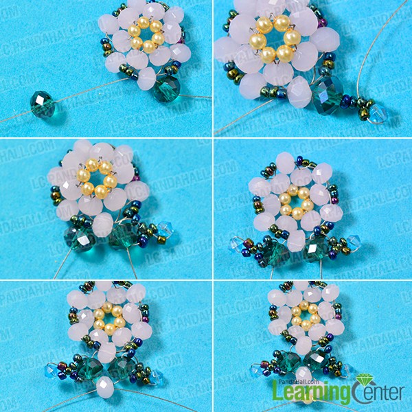 make the third part of the rose flower glass bead bracelet