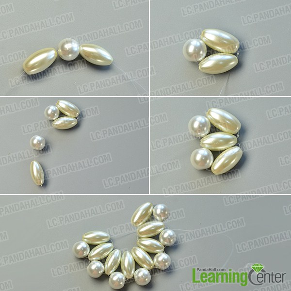 make the first part of the white pearl bead flower necklace
