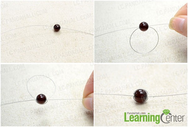 make two loops around the outside of the bead