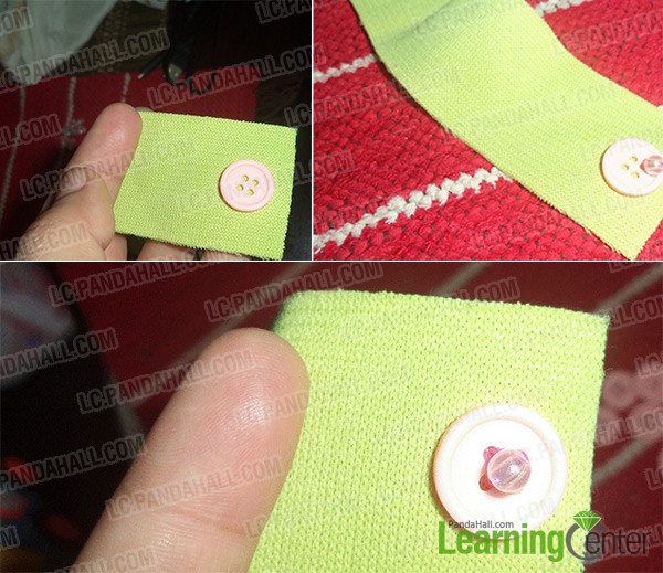 attaching button and bead on fabric by stitching