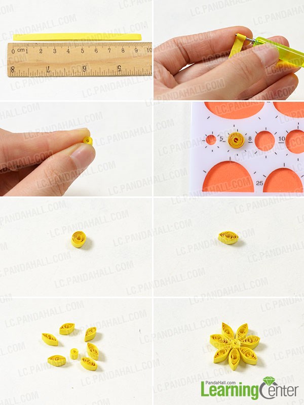 Make a yellow quilling paper flower