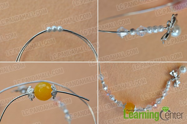 Add beads onto the wire pattern