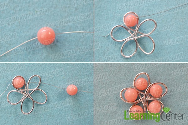 Wire Wrapped Flower Art Brooch Pin with Beads Tutorial 2