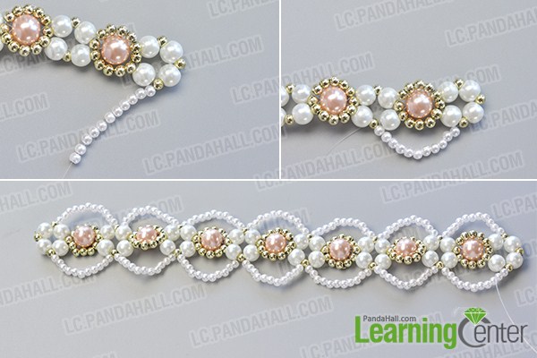 make the third part of the handmade pink and white pearl bracelet