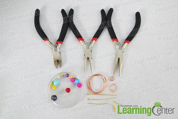 Materials needed in DIY the colored wire wrapped earrings