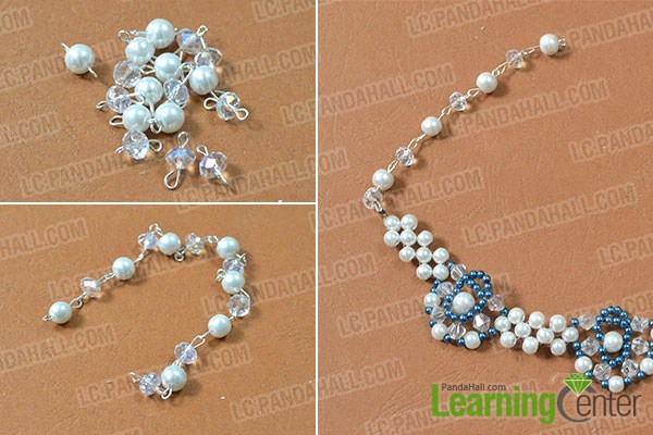 make the rest part of the blue flower pearl bead necklace