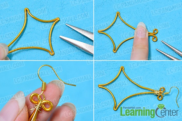 make the main part of the rhombus gold wire wrapped earrings