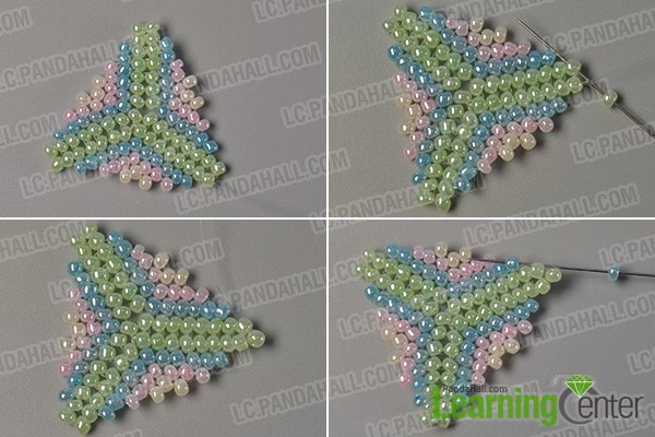 Step 8: Add more seed beads on the beading triangle 