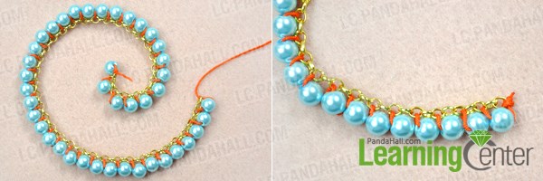 Make the first woven pearl chain for necklace