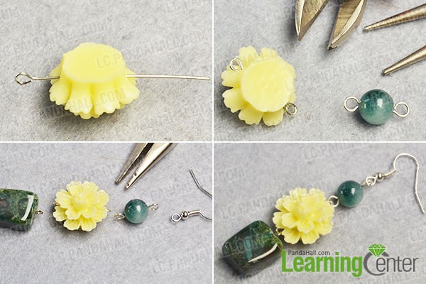 Make a flower cabochon earring