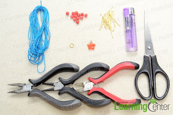 Supplies needed in the Chinese sliding knot bracelet
