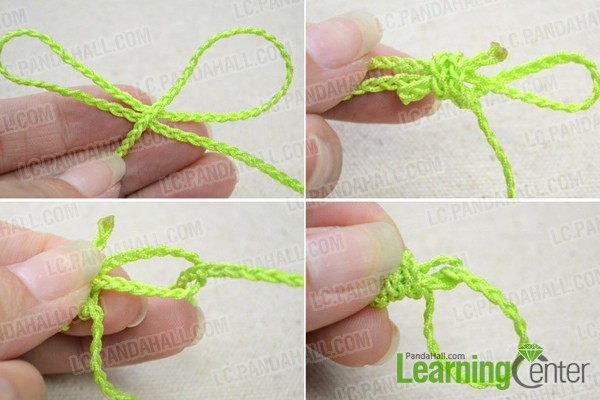 slide knots to end the braided friendship bracelet