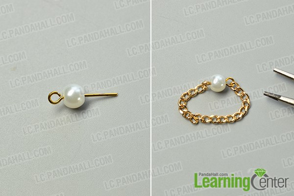 Make a chain and pearl bead ring