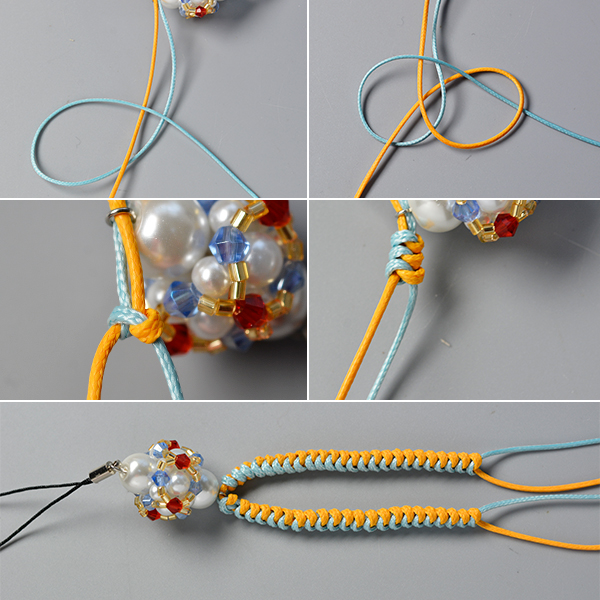 Step 5: Knitting the nylon threads for the mobile ornaments