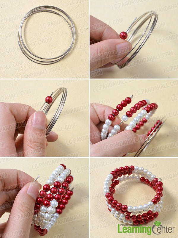 make the main part of the simple red and white bracelet