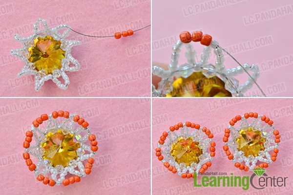 make the second part of the orange sunflower bead bracelet