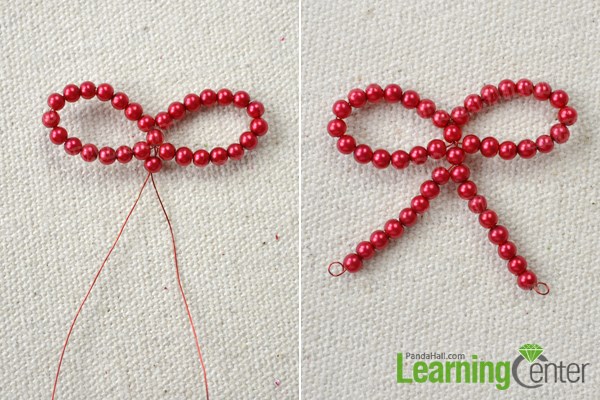 Make a bowknot for the beaded Christmas wreath decorations