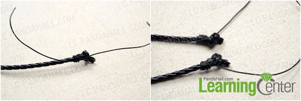 tie a sliding knot at each end with 1mm cowhide cord
