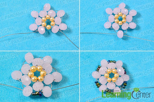 make the second part of the rose flower glass bead bracelet