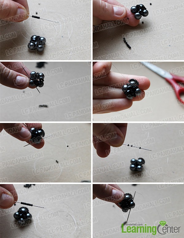 weave seed beads through each pearl