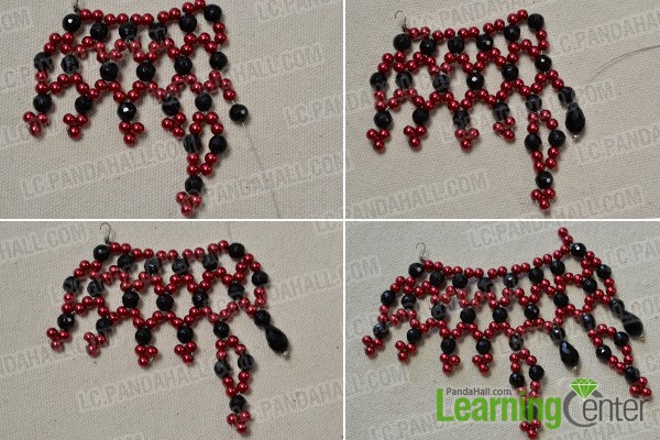 make the fourth pattern of the red and black statement necklace