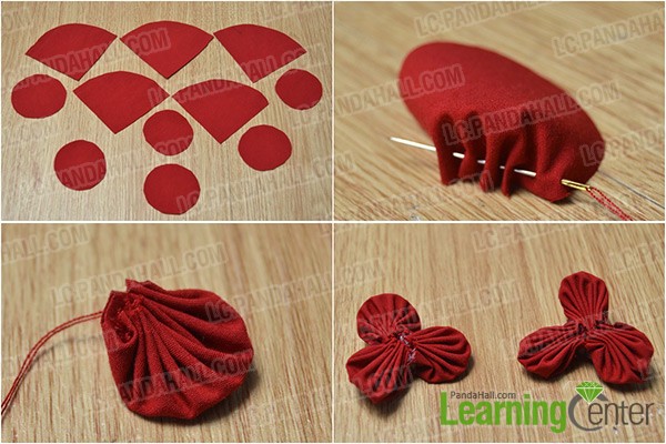 make two small fabric flowers