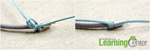tie the blue cord onto a rubber band