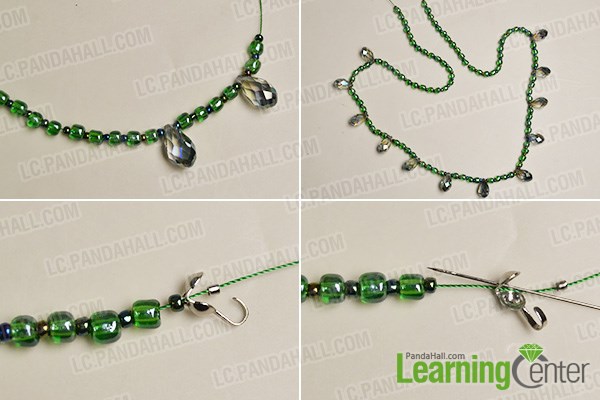Make the first part of the green seed beads necklace
