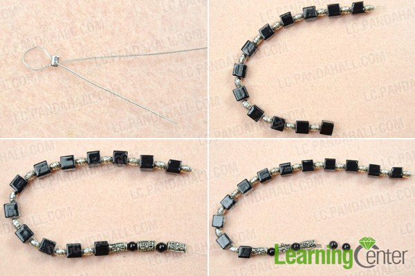 Instruction on making black beaded necklace for men