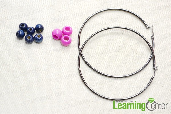 The materials for the large beaded hoop earrings 