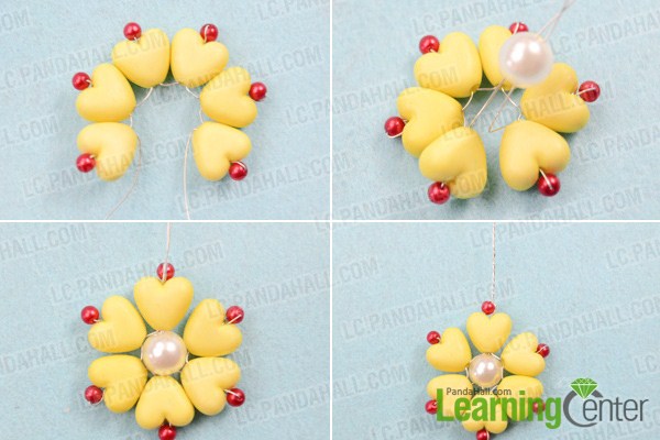 Make basic yellow flower earrings