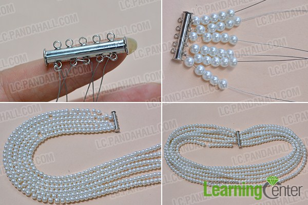 Make a multi-strand pearl bead necklace